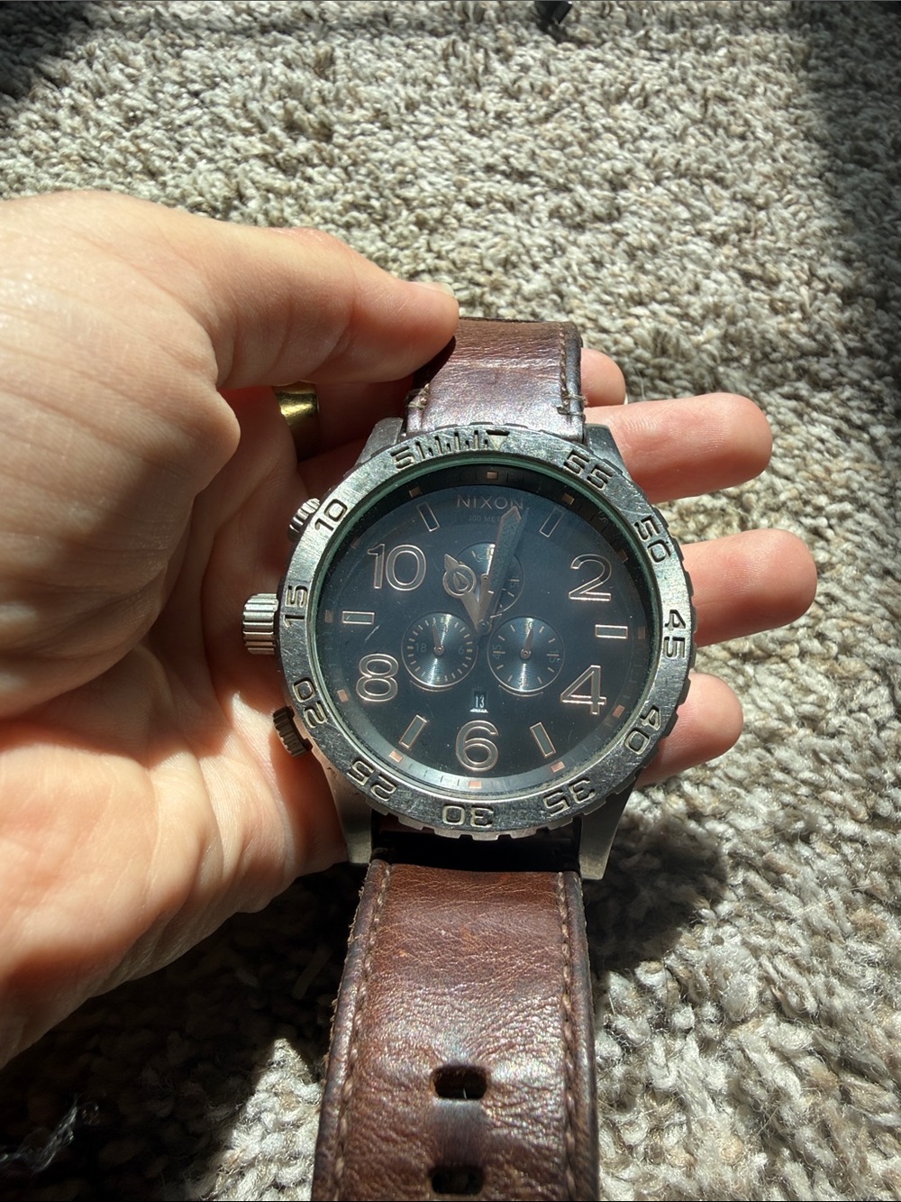51-30 Chrono Leather Nixon Rose Gold